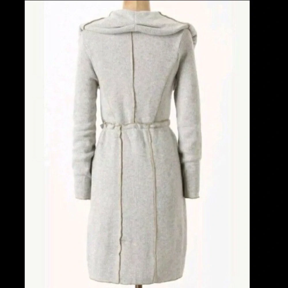 New ruffled wool blend sweater maxi cardigan coat - Picture 5 of 6